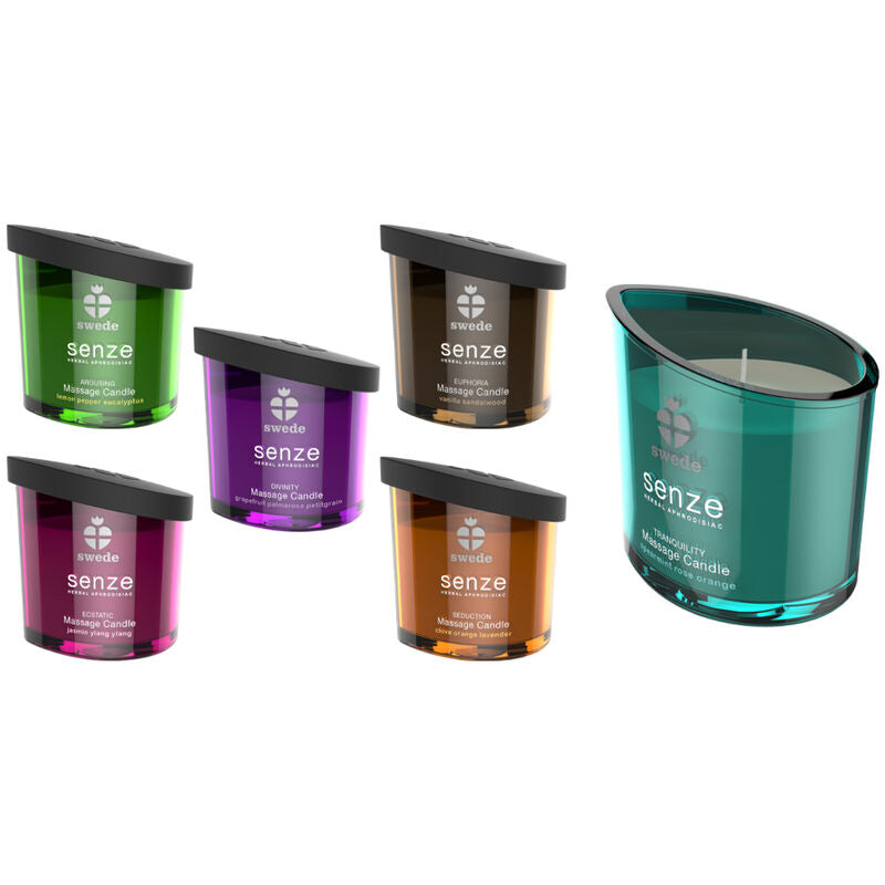 SWEDE - VELA DE MASAJE TRANQUILITY SWEEDE SENZE - MENTA, ROSA, NARANJA