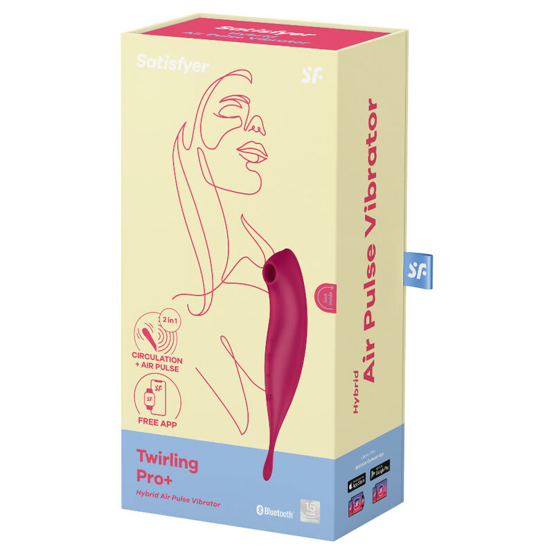 SATISFYER - TWIRLING PRO+ ESTIMULADOR Y VIBRADOR DE PULSOS DE AIRE CON APLICACIÓN ROJO
