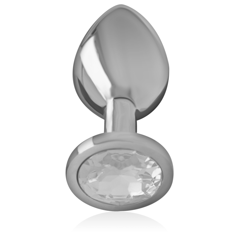 INTENSE - PLUG ANAL DE METAL ALUMINIO CON CRISTAL PLATEADO TALLA S