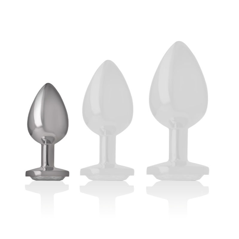 INTENSE - PLUG ANAL DE METAL ALUMINIO CON CRISTAL PLATEADO TALLA S