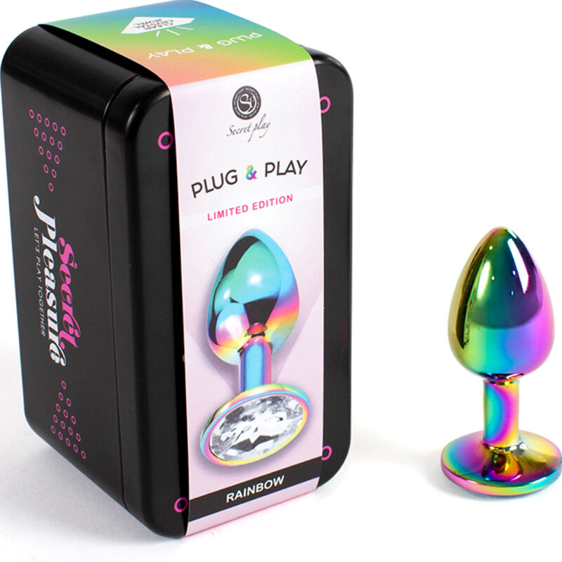 SECRETPLAY - PLUG ANAL DE METAL ARCOIRIS TAMAÑO PEQUEÑO 7 CM