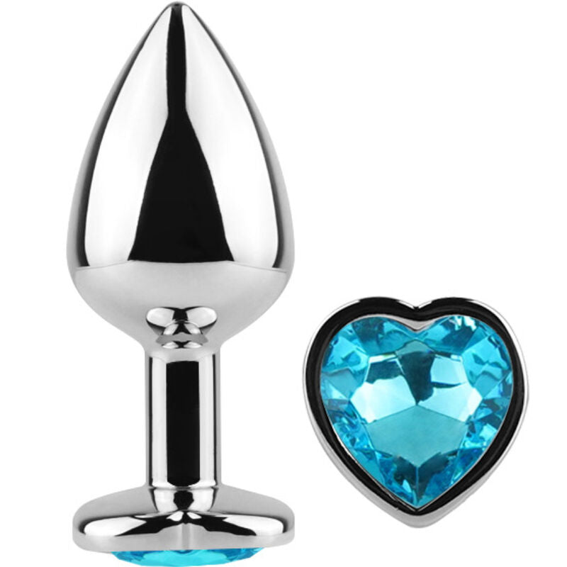 SECRETPLAY - PLUG ANAL METALICO CORAZON AZUL TAMAÑO PEQUEÑO 7 CM