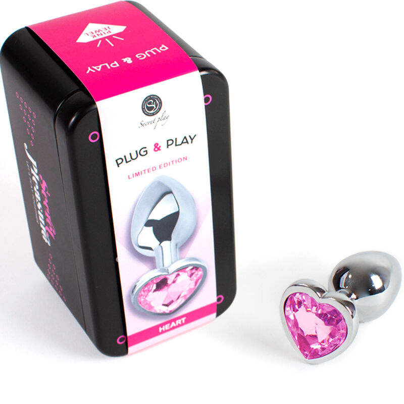 SECRETPLAY - PLUG ANAL DE METAL PEQUEÑO CORAZÓN FUCSIA TAMAÑO 7 CM