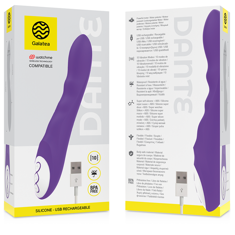 GALATEA - VIBRADOR DANTE PÚRPURA COMPATIBLE CON LA TECNOLOGÍA INALÁMBRICA WATCHME