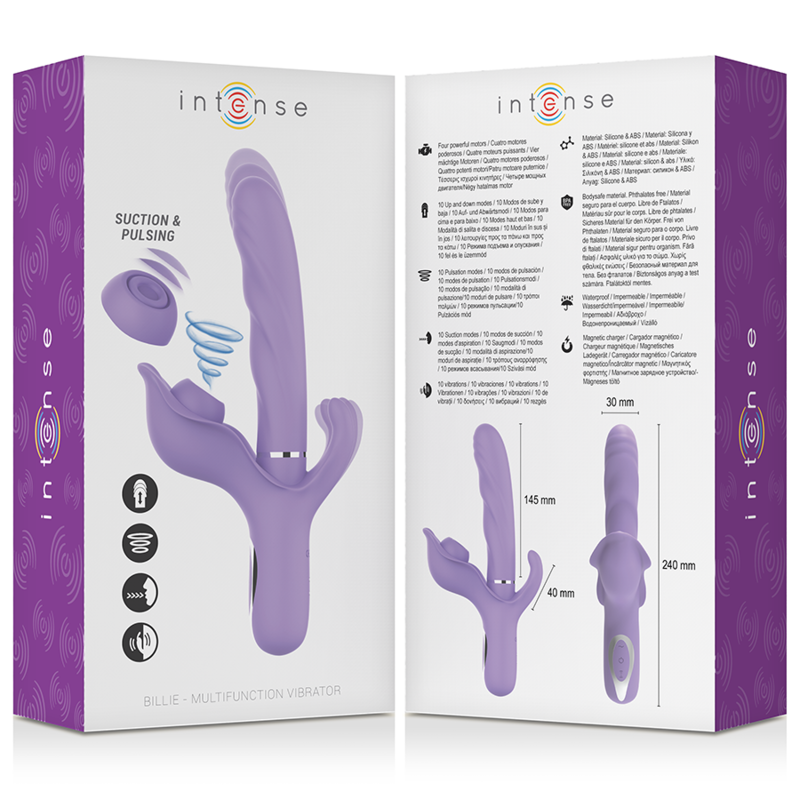 INTENSE - BILLIE VIBRADOR RECARGABLE MULTIFUNCIÓN JUICE AND PULSATION PÚRPURA