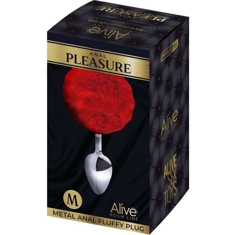 ALIVE - PLUG DE PLACER ANAL DE METAL LISO, ESPONJOSO, ROJO, TAMAÑO M