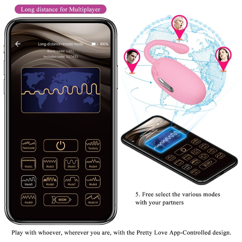 PRETTY LOVE - HUEVO VIBRADOR RECARGABLE DOREEN PINK