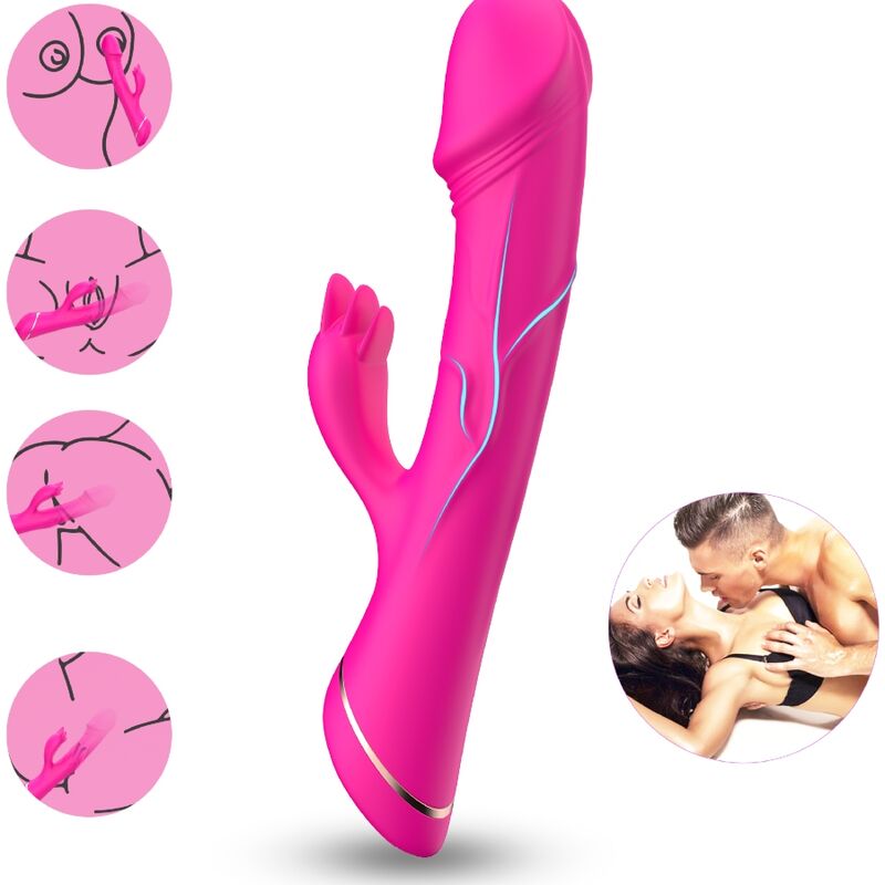 ARMONY - DILDO VIBRADOR CONEJITO DE SILICONA FUCSIA