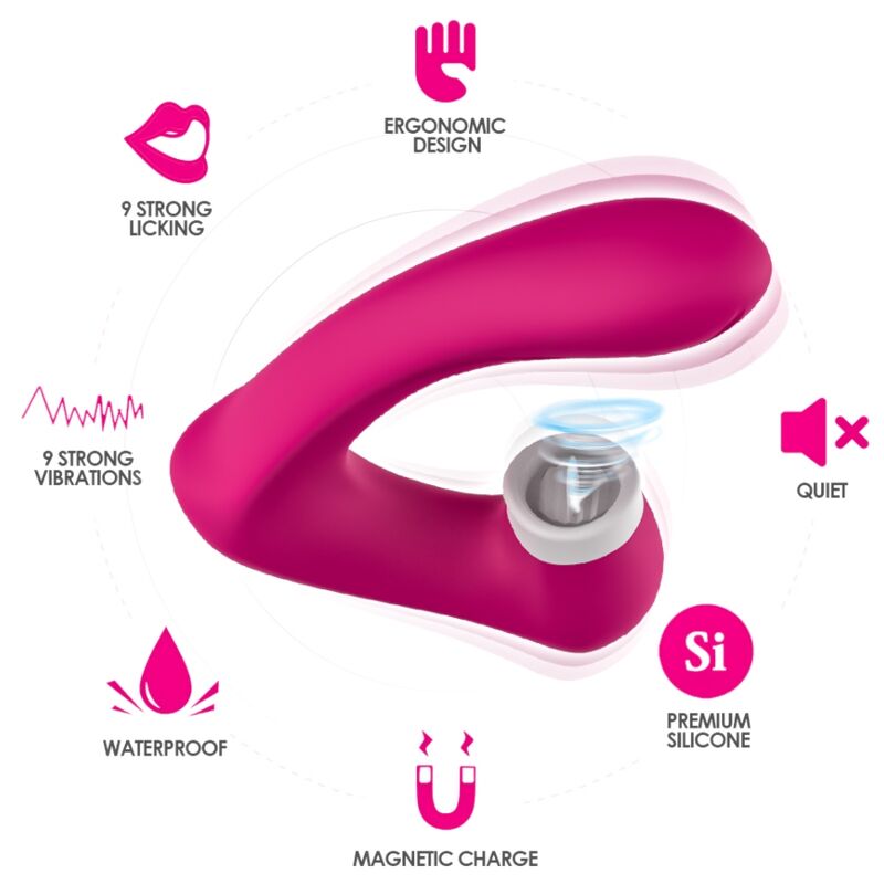 ARMONY - SECRETKISS LICKING CLITORIS VIBRATOR AND CURVED VIBRATOR FUCHSIA