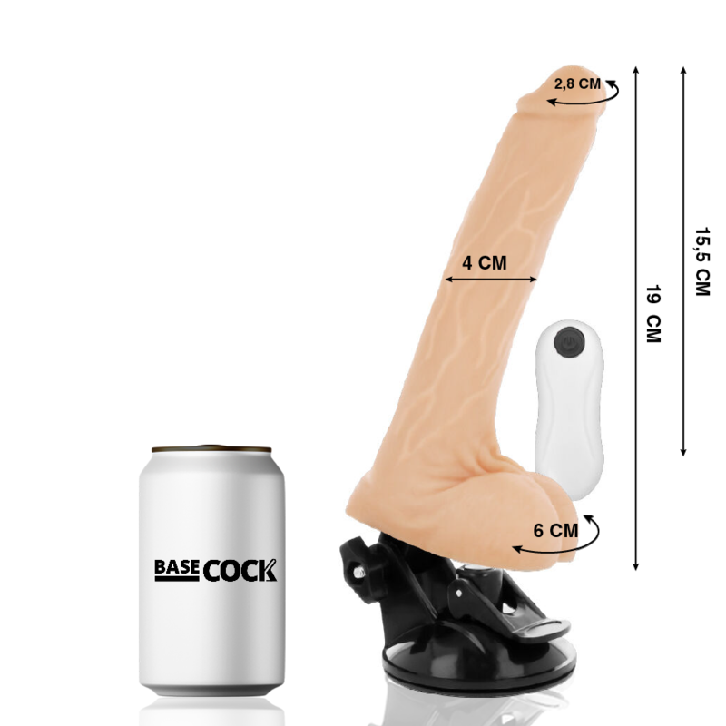 BASECOCK - VIBRADOR CONTROL REMOTO NATURAL REALISTA 19 CM -O- 4 CM