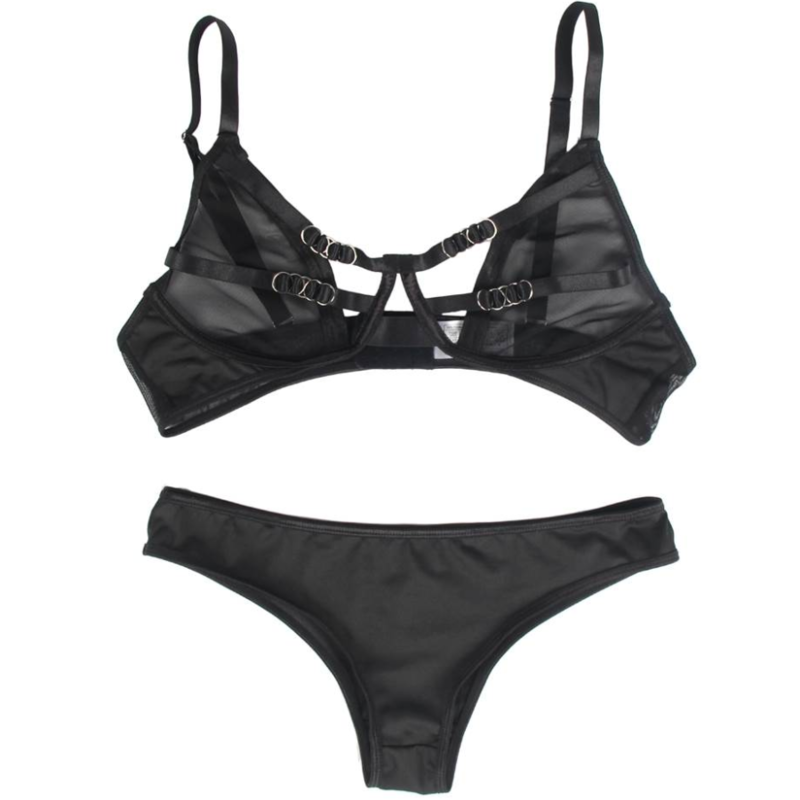 SUBBLIME - CONJUNTO DE DOS PIEZAS DE SUJETADOR TRANSPARENTE CON TIRANTES S/M