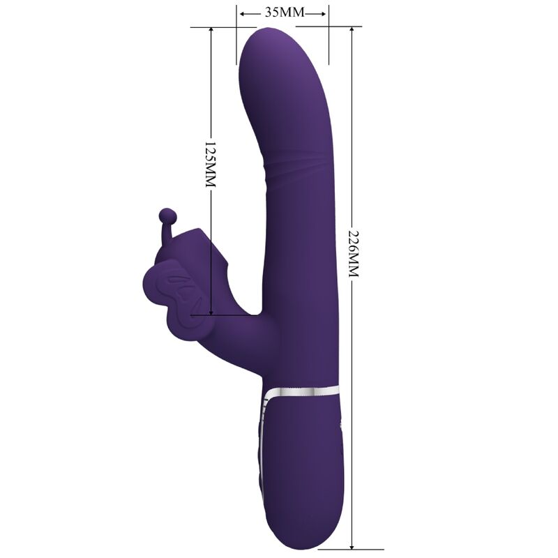 PRETTY LOVE - VIBRADOR CONEJO MULTIFUNCIÓN MARIPOSA MORADA 4 EN 1