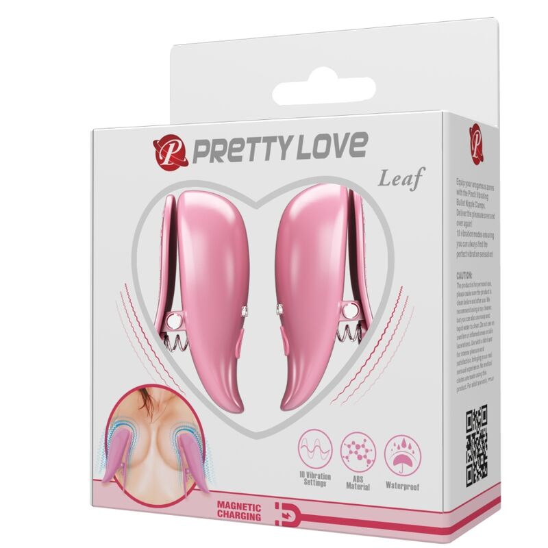 PRETTY LOVE - PINZAS VIBRATORIAS DE COLOR ROSA DE HOJA