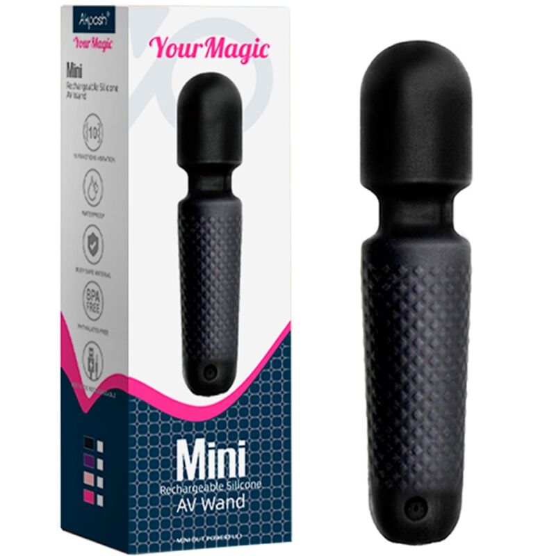 ARMONY - TU MASAJEADOR MÁGICO Y VIBRADOR RECARGABLE 10 VIBRACIONES VARITA DOTS NEGRO