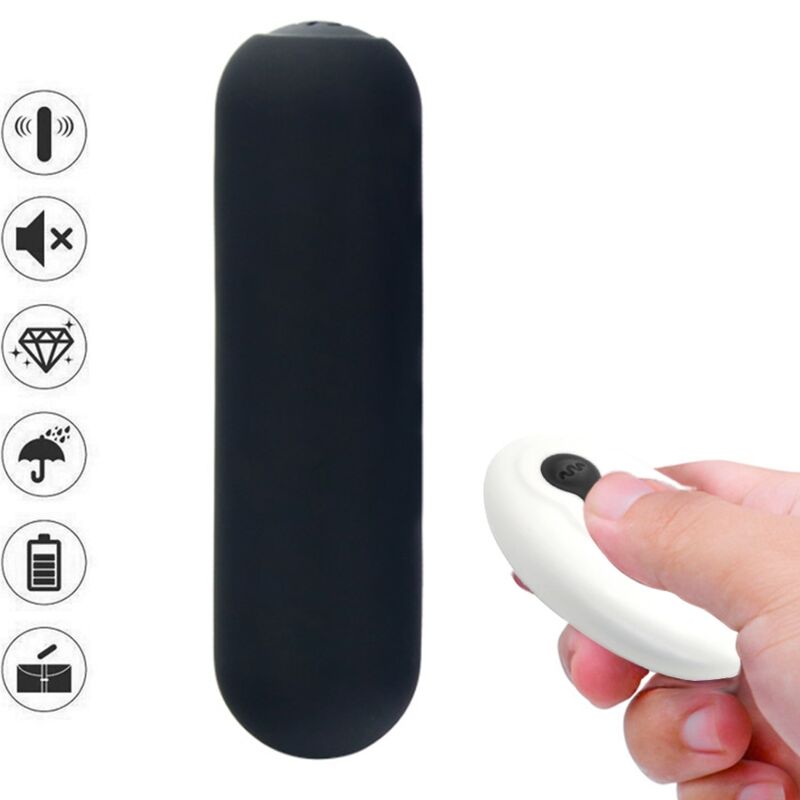SPLASH JOIE VIBRADOR BULLET SILICONE CONTROLE REMOTO 10 VIBRAÇÕES 75 X 19 CM PRETO