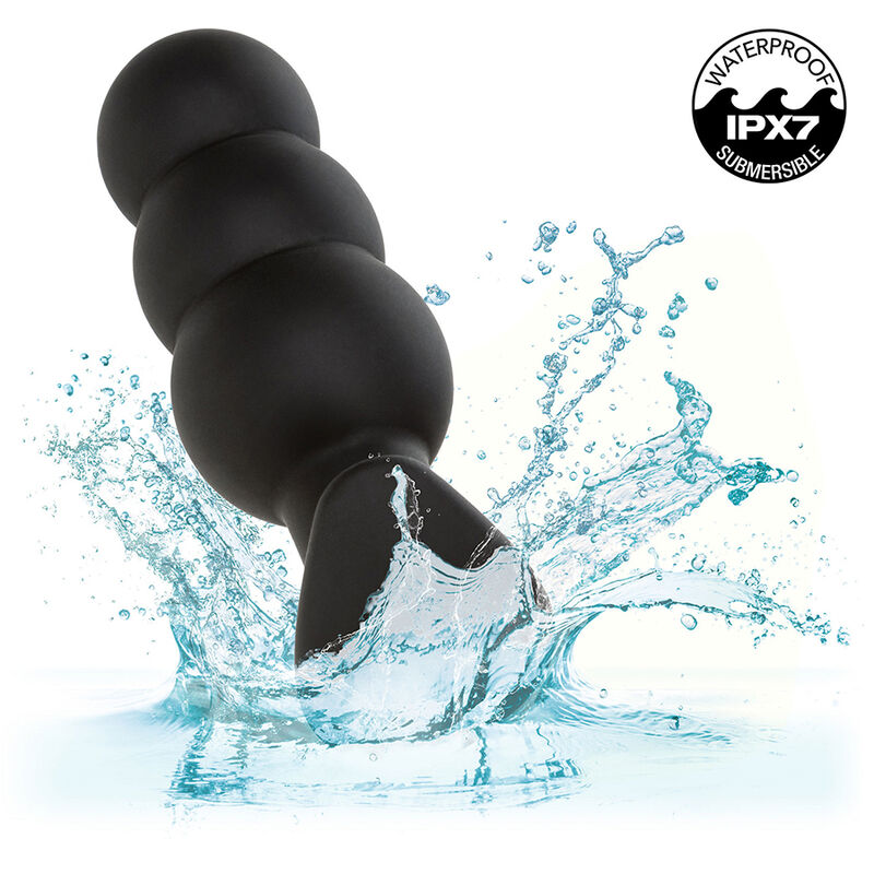 CALEXOTICS - PLUG ANAL CON BOLAS ROCK BOTTOM 10 VIBRACIONES SILICONA NEGRA