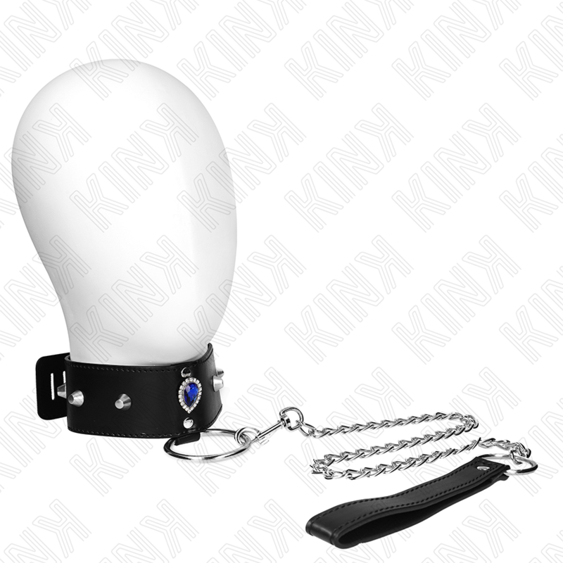KINK - COLLAR DE 65 CM CON CORREA DE DIAMANTES AZULES AJUSTABLE 36-43 CM X 5 CM