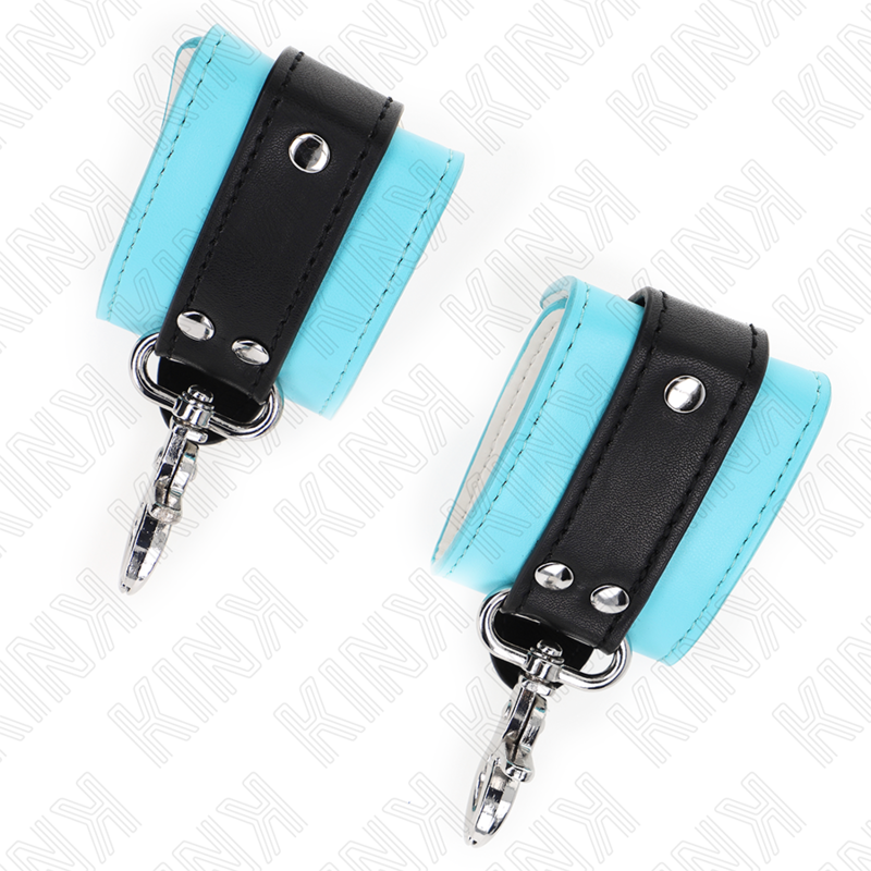 KINK - RESTRICCIONES DE MUÑECAS CON CIERRE PREMIUM NEGRAS/AZULES AJUSTABLES 21-28CM X 5.5CM
