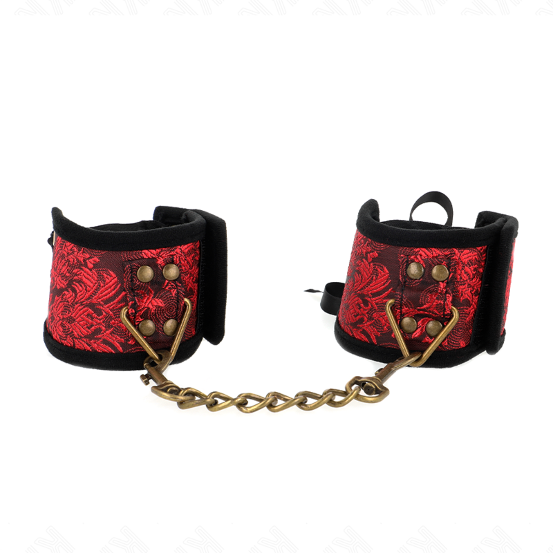 ALMOHADILLAS PARA MUÑECAS KINK - SCANDAL DETALLES DE ENCAJE ROJO-NEGRO 24,5 CM X 6,5 CM