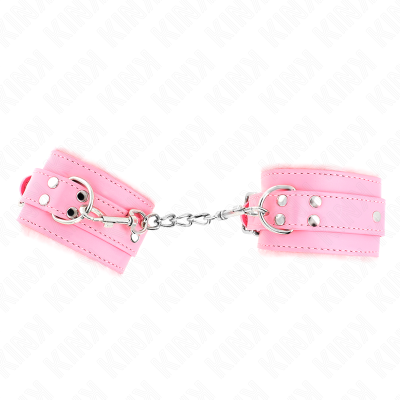 KINK - MUÑEQUERA CON FORRO DE CUERO ROSA Y CINTURÓN AJUSTABLE ROSA 17-29 CM X 6 CM