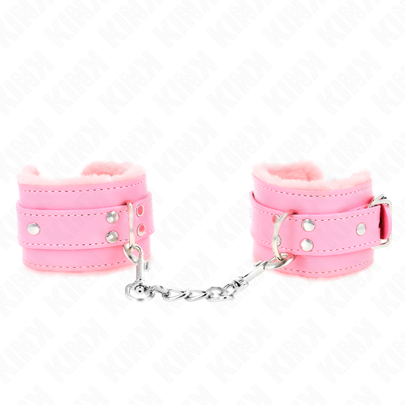 KINK - MUÑEQUERA CON FORRO DE CUERO ROSA Y CINTURÓN AJUSTABLE ROSA 17-29 CM X 6 CM