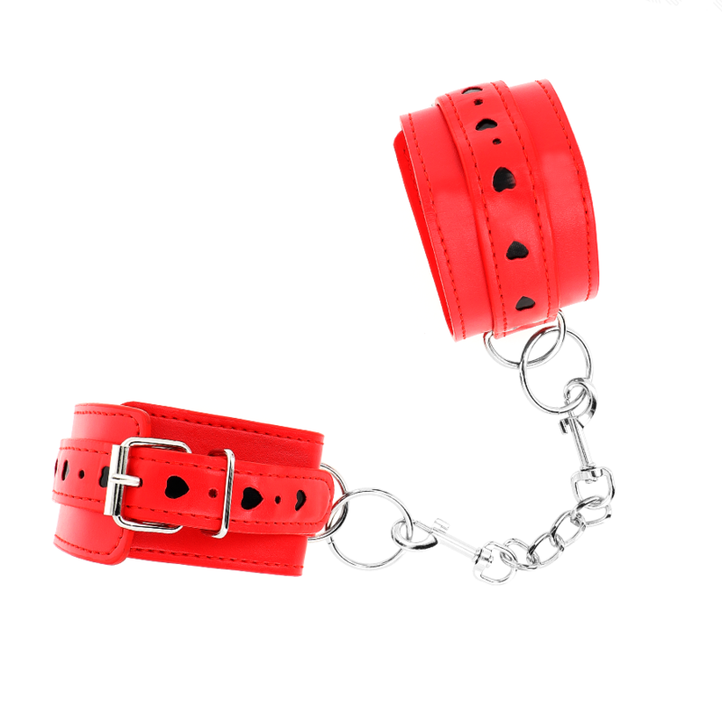 KINK - RED WRIST CHAIN WITH ADJUSTABLE BLACK HEART INSERT 21-28 CM X 5.5 CM
