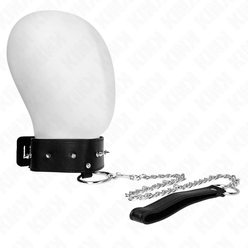 KINK - COLLAR 65 CM CON CORREA CON CLAVOS DE PLATA MODELO 2 AJUSTABLE 36-43 CM X 5 CM