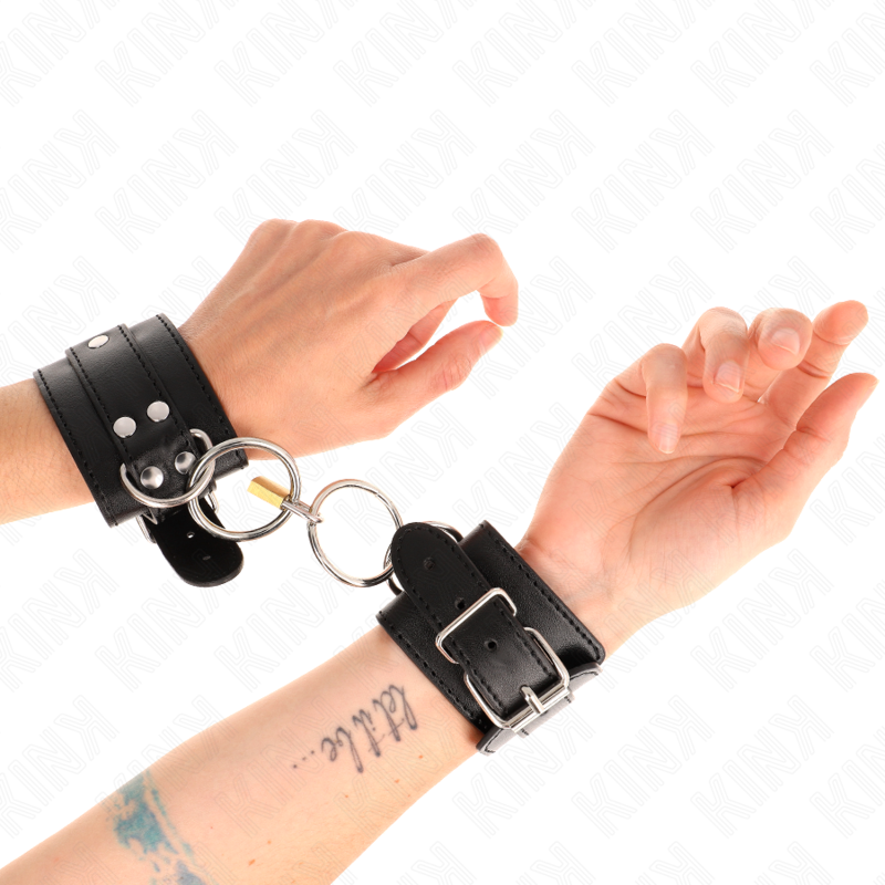 KINK - RESTRICCIONES PARA MUÑECAS AJUSTABLES CON ANILLO TÓRICO BLOQUEADO, NEGRO, 20-28 CM X 5,5 CM
