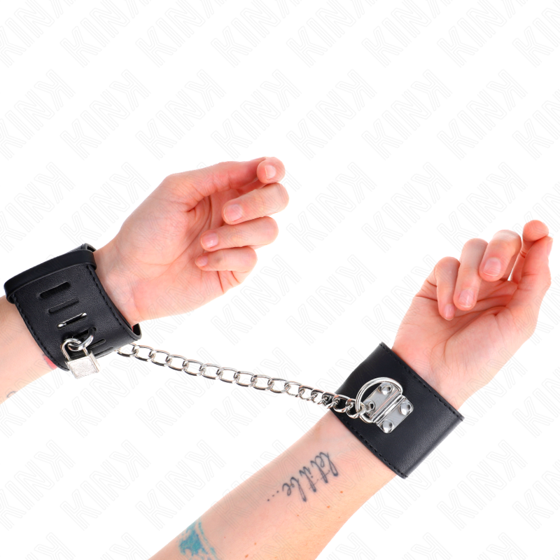 KINK - ESPOSAS FIJAS CON CADENA DE 30 CM Y CIERRE DE CANDADO NEGRO AJUSTABLE 16-23 CM X 5,5 CM