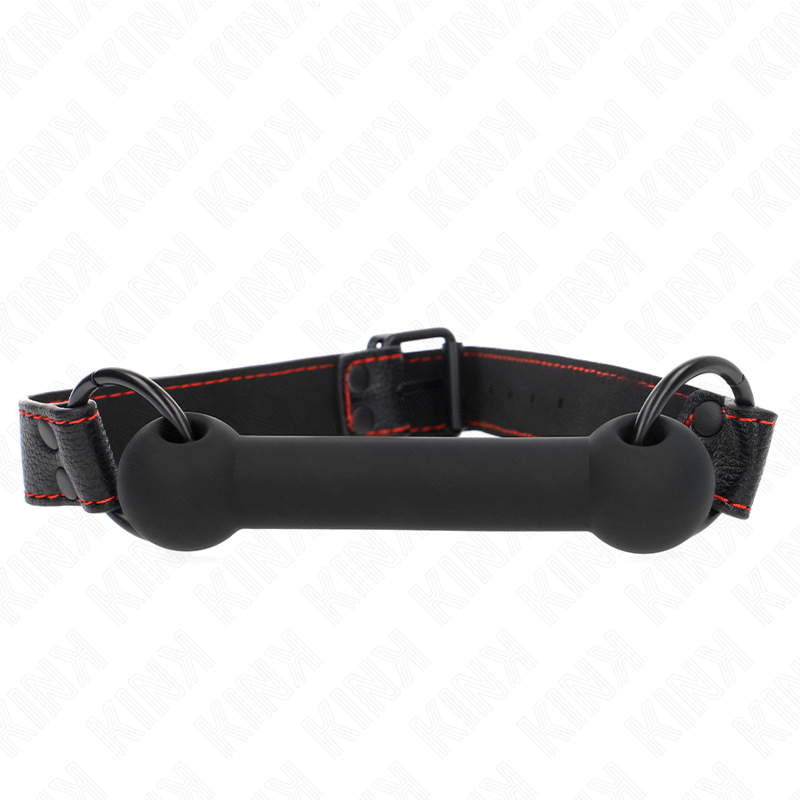 KINK - MORDAZA DE HUESO CON CORREA DE CUERO NEGRA AJUSTABLE 41-57 CM