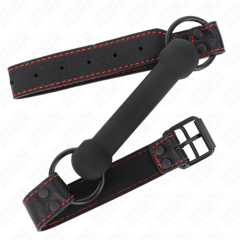 KINK - MORDAZA DE HUESO CON CORREA DE CUERO NEGRA AJUSTABLE 41-57 CM