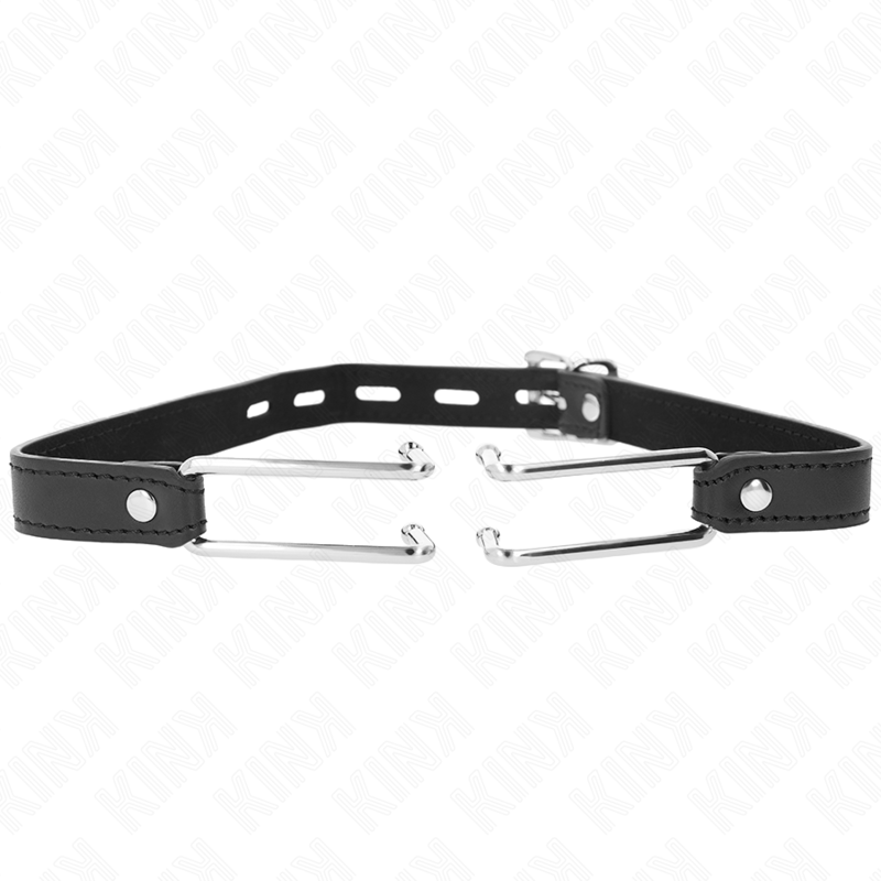 KINK - MORDAZA DE GANCHO DE METAL DE 11,5 CM CON CORREA DE CUERO AJUSTABLE 39-58 CM X 2 CM