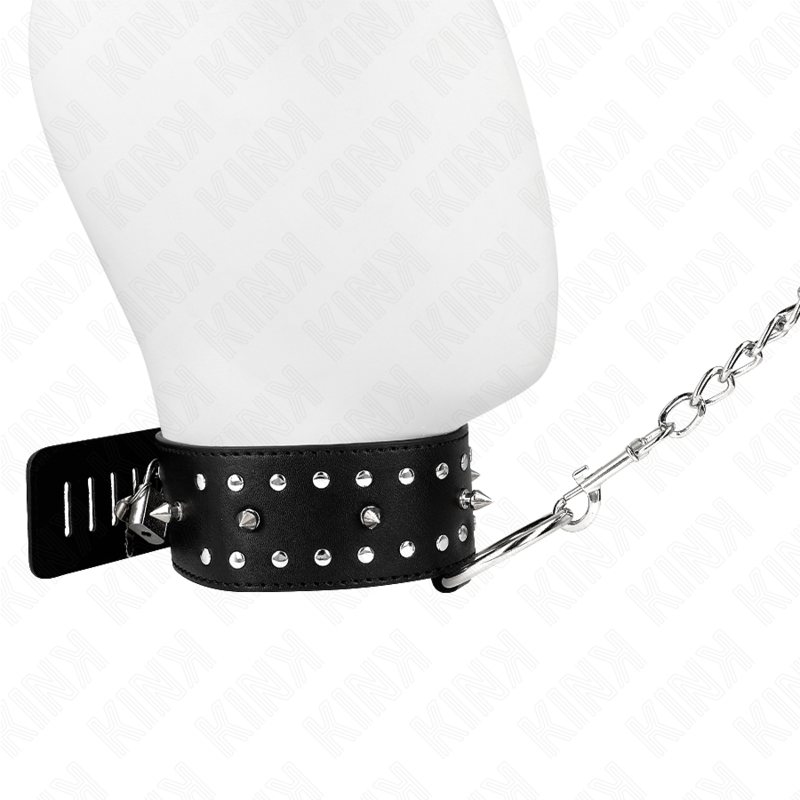 KINK - COLLAR 65 CM CON CORREA CON CLAVOS DE PLATA MODELO 1 AJUSTABLE 36-43 CM X 5 CM