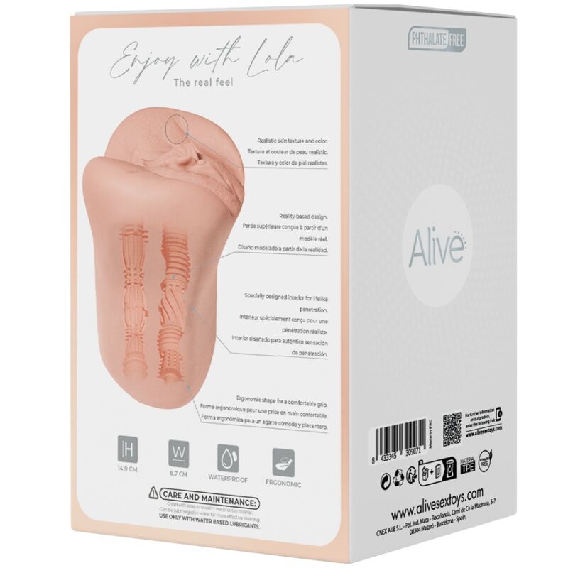 ALIVE - MASTURBADOR VAGINAL MASCULINO FLEXIBLE TALLA M