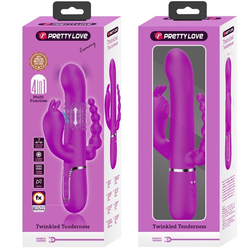 PRETTY LOVE - VIBRADOR TRIPLE MULTIFUNCIONAL CAMMY 4 EN 1 ROSA