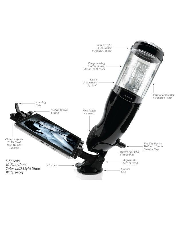 EXTREME TOYZ - MASTURBADOR MASCULINO PDX MEGA BATOR USB NEGRO