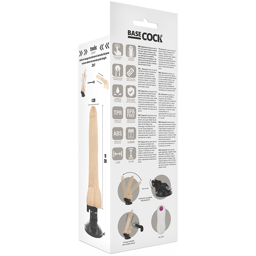 BASECOCK - VIBRADOR CONTROL REMOTO NATURAL REALISTA 19 CM -O- 4 CM