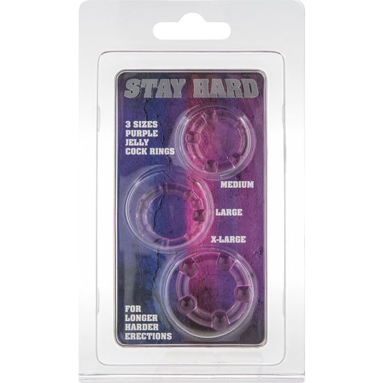 SIETE CREACIONES - SET DE TRES ANILLOS PARA EL PENE DE COLOR MORADO