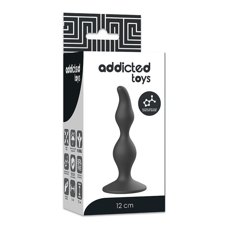 JUGUETES ADICTOS - PLUG SEXUAL ANAL NEGRO DE 12 CM