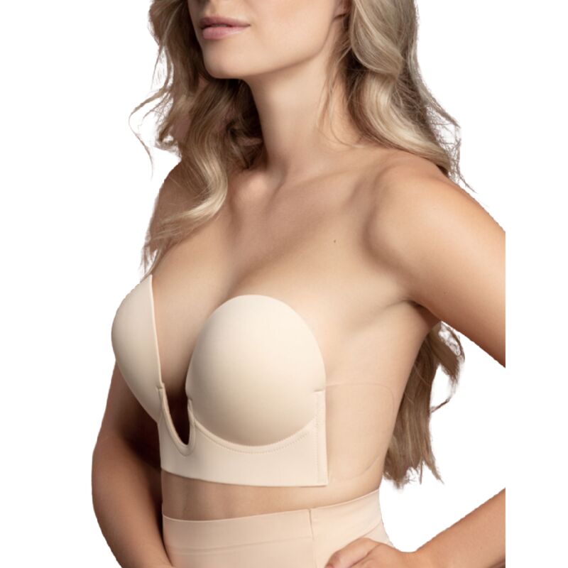 BYE-BRA - Sujetador sin tirantes en forma de U, color negro, copa B