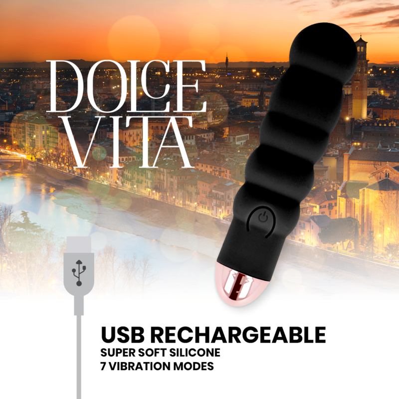 VIBRADOR RECARGABLE SIX NEGRO 7 VELOCIDADES