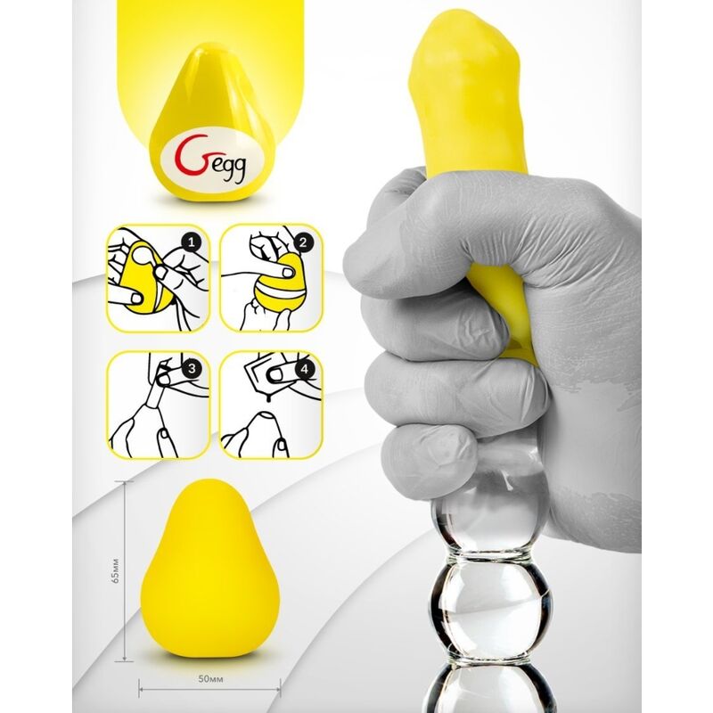 G-VIBE - HUEVO MASTURBADOR REUTILIZABLE CON TEXTURA AMARILLA
