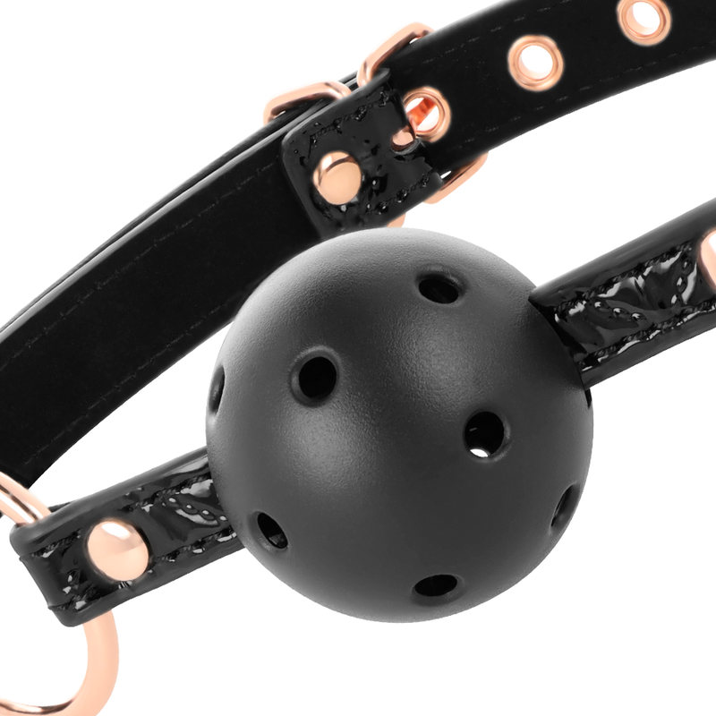 BEGME - PELOTA DE MORDAZA DE CUERO VEGANO EDICIÓN NEGRA