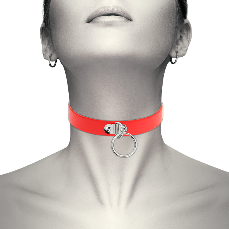COQUETTE CHIC DESIRE - COLLAR DE CUERO VEGANO ROJO ACCESORIO FETICHE PARA MUJER