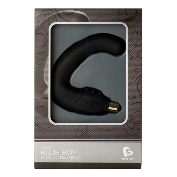 ROCKS-OFF - MASAJEADOR DEL PUNTO G MASCULINO RUDE-BOY 7 V NEGRO 