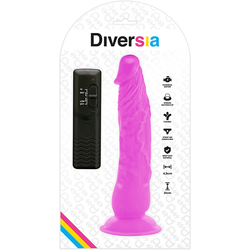 DIVERSIA - VIBRADOR FLEXIBLE MORADO 21 CM -O- 4,9 CM