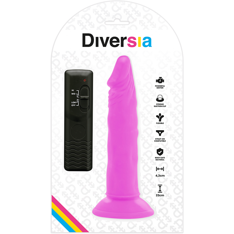 DIVERSIA - PELUCHE VIBRADOR FLEXIBLE MORADO 23 CM -O- 4,3 CM