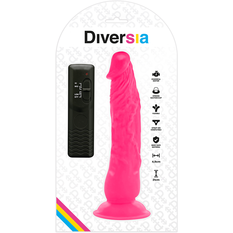 DIVERSIA - VIBRADOR FLEXIBLE ROSA 21 CM -O- 4,9 CM