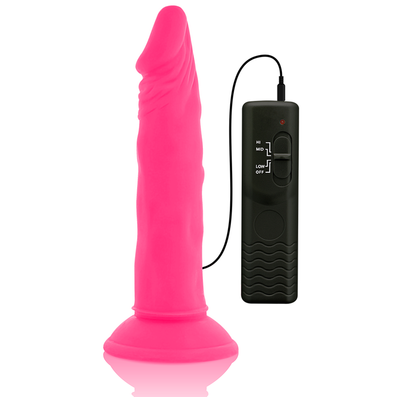 DIVERSIA - DILDO FLEXIBLE CON VIBRACIÓN ROSA 23 CM -O- 4,3 CM