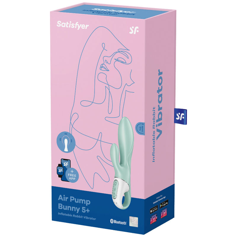 SATISFYER - BOMBA DE AIRE BUNNY 5+ APP VIBRADOR CONEJO INFLABLE VERDE